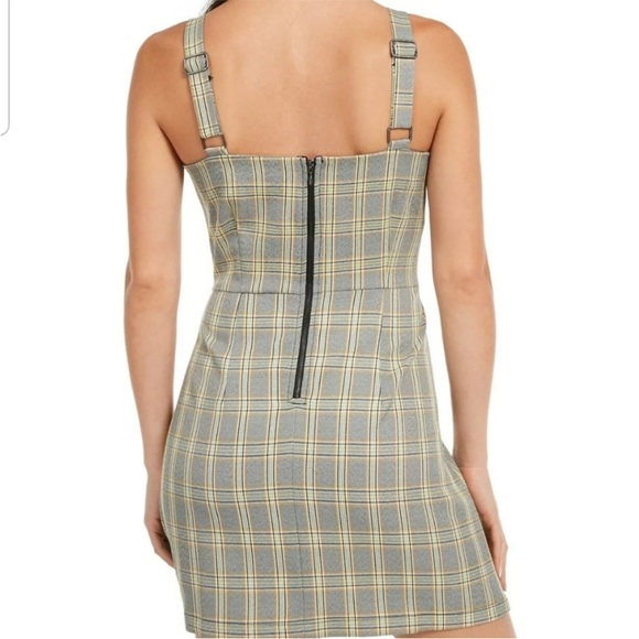 Bebop Tartan Plaid Square Neck Sleeveless Academia Yellow Sheath Dress Size 2X - Picture 2 of 10